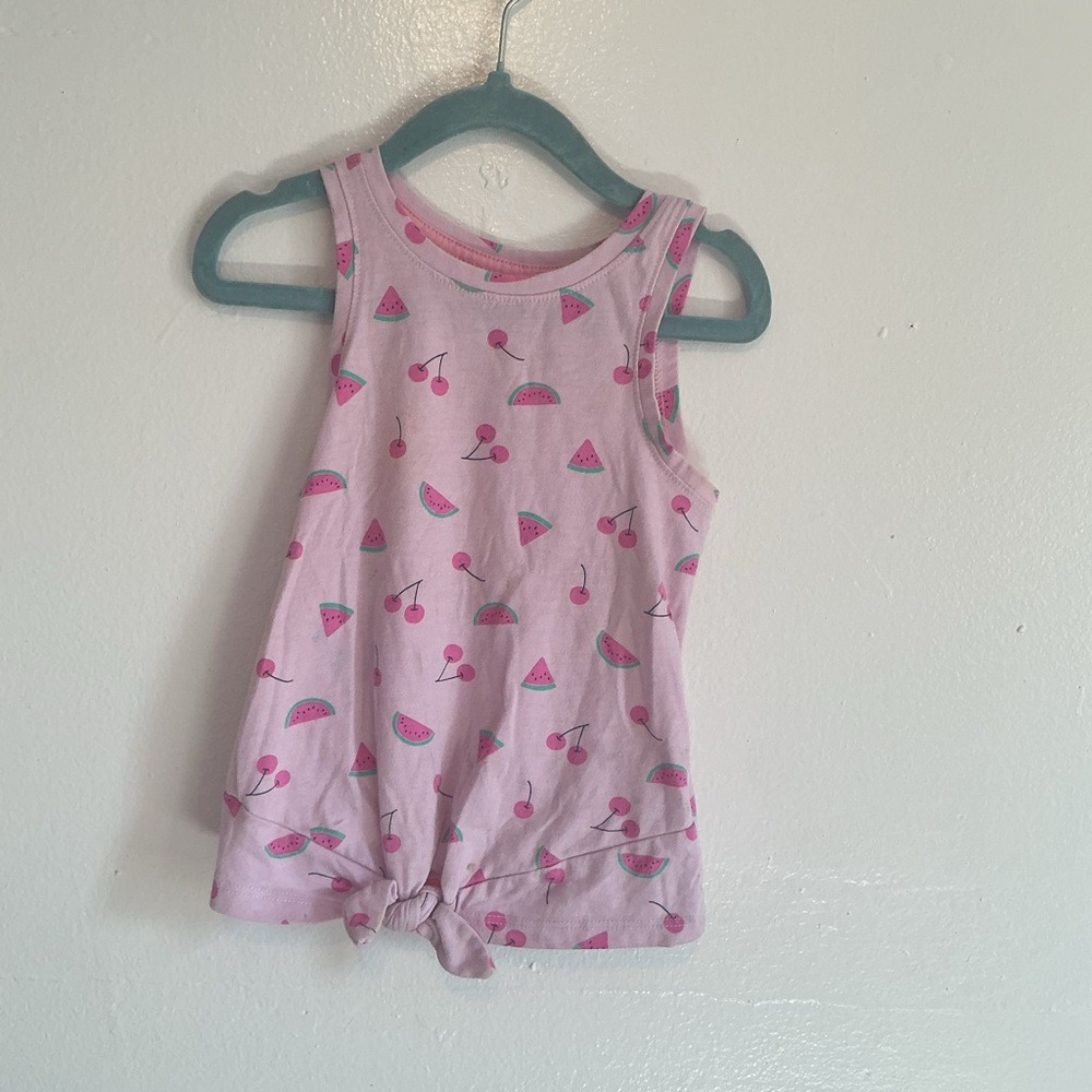Cat & Jack Light Purple Tank Top With Watermelon and cherry with knot